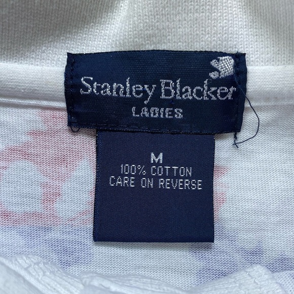 Vintage Deadstock 1990s Stanley Blacker Striped Floral Polo Shirt - Picture 5 of 8